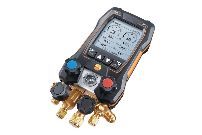 Testo 557s Smart Kit per il vuoto e con tubi di riempimento - Gruppo manometrico digitale smart con blocco valvole a 4 vie