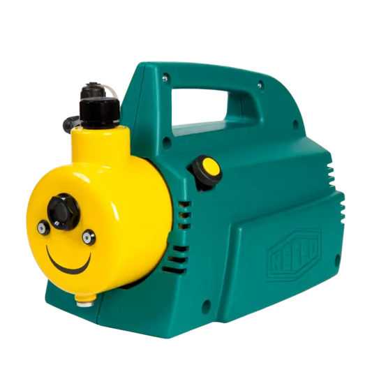 Pompa REFCO per vuoto a 2 stadi carico: 65 l al minuto, raccordi: 1/4" SAE + 3/8" SAE, contenuto olio: 250 ml